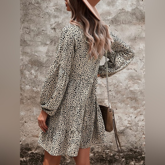Long sleeve leopard tunic dress - Picture 3 of 4